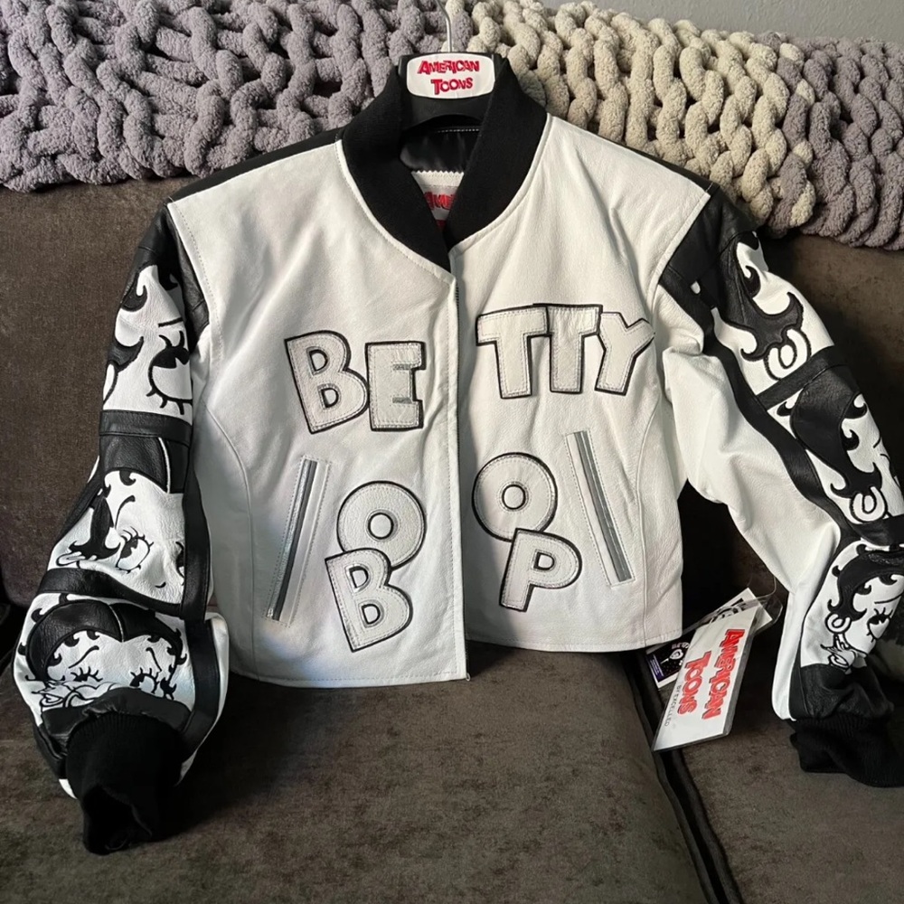 COPY - COPY - Vintage Betty Boop Leather Bomber Jacket.